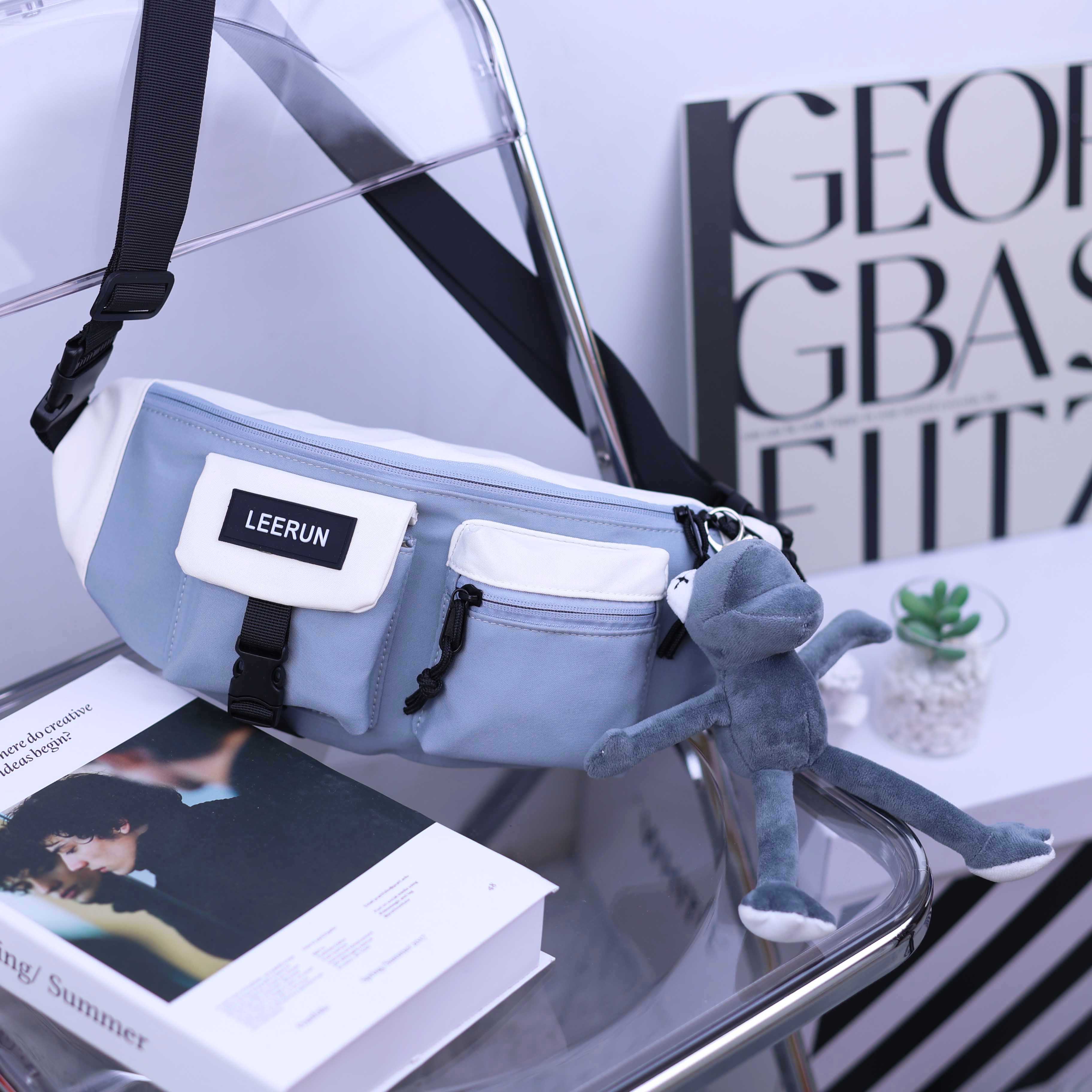 Blue with white + (grey) frog